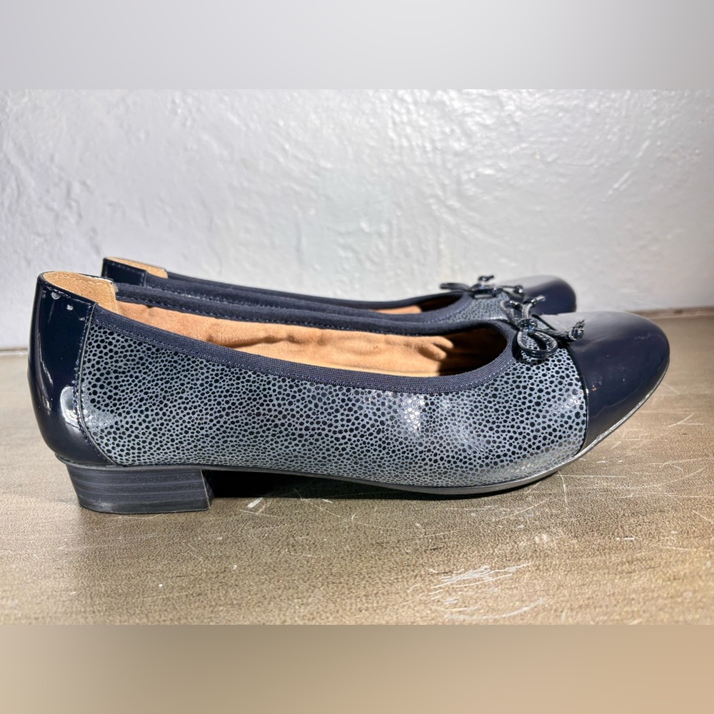 Hotter Women's Dark Blue Trinity Ballet Flats with Bow Detail - Picture 2 of 11
